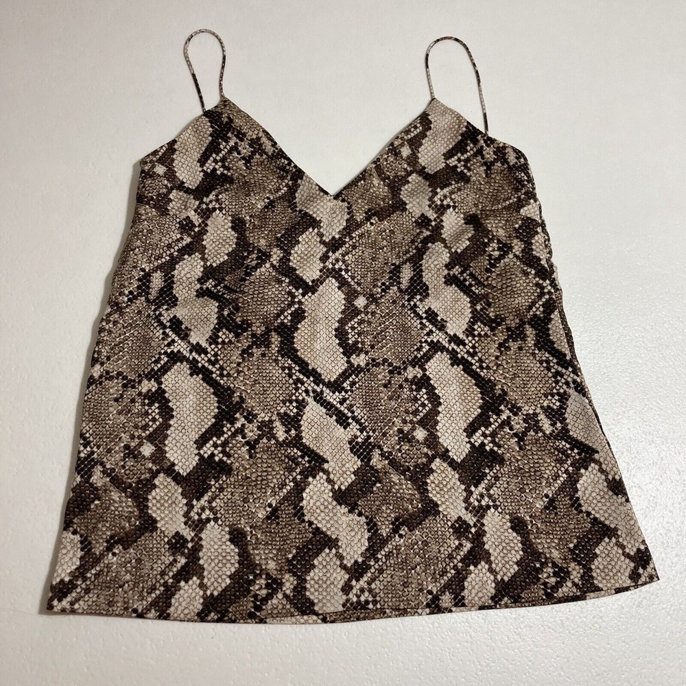 H&M Women's Sleeveless V-Neck Blouse Top Brown Size 6 Camisole Elegant‎ Chic